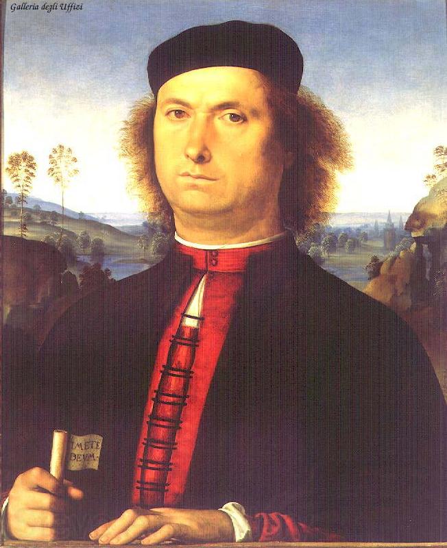 PERUGINO, Pietro Portrait of Francesco delle Opere te Spain oil painting art
